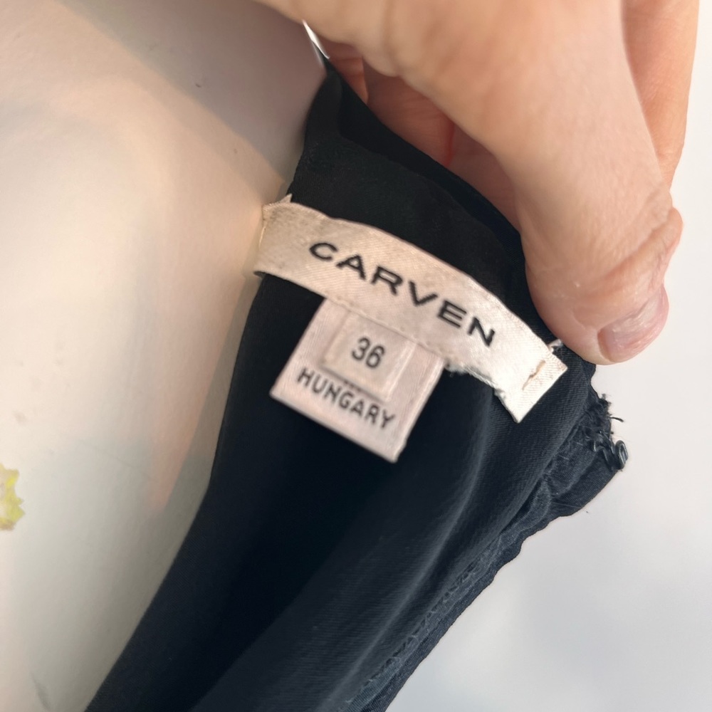 Carven Cutout Neckline 100% Silk Little Black Dress 38 (like US 4) #emilyinparis - Picture 3 of 6